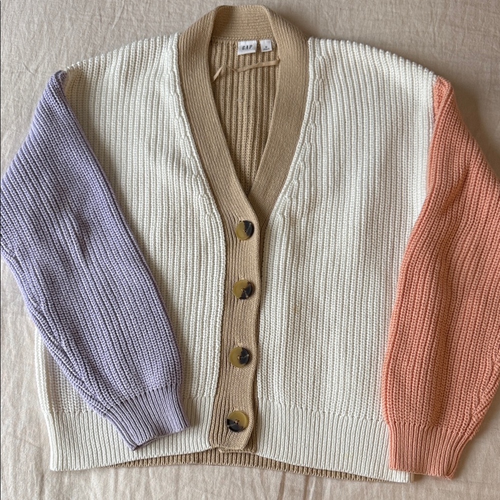 GAP Color Block Cardigan Cotton M